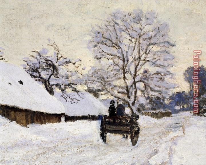 Claude Monet The Carriage- The Road To Honfleur Under Snow
